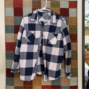 Natural reflections cream & Navy Buffalo Plaid Button-Up Shirt